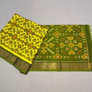 Pure Ikkat Sico Silk Cotton Sarees, 4 Inch Border Handloom Saree With Blouse - CK4SICO00056