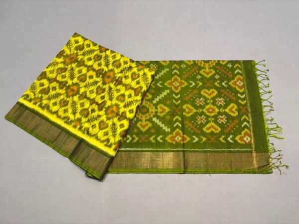 Pure Ikkat Sico Silk Cotton Sarees, 4 Inch Border Handloom Saree With Blouse - CK4SICO00056