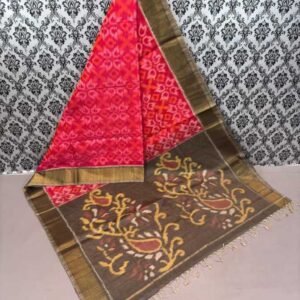 Pure Ikkat Sico Silk Cotton Sarees, 4 Inch Border Handloom Saree With Blouse - CK4SICO00057