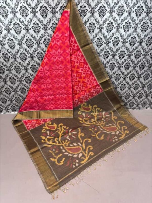 Pure Ikkat Sico Silk Cotton Sarees, 4 Inch Border Handloom Saree With Blouse - CK4SICO00057