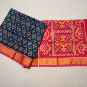 Pure Ikkat Sico Silk Cotton Sarees, 4 Inch Border Handloom Saree With Blouse - CK4SICO00058
