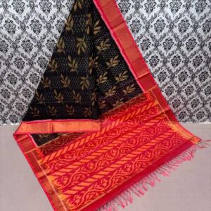 Pure Ikkat Sico Silk Cotton Sarees, 4 Inch Border Handloom Saree With Blouse - CK4SICO0006
