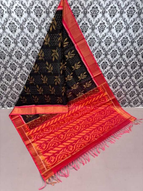 Pure Ikkat Sico Silk Cotton Sarees, 4 Inch Border Handloom Saree With Blouse - CK4SICO0006
