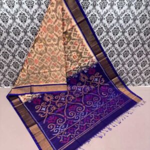 Pure Ikkat Sico Silk Cotton Sarees, 4 Inch Border Handloom Saree With Blouse - CK4SICO0007