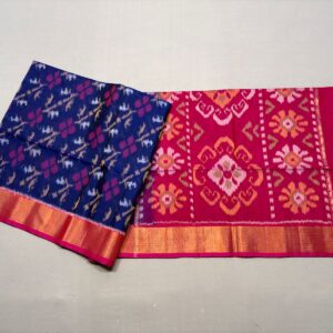 Pure Ikkat Sico Silk Cotton Sarees, 4 Inch Border Handloom Saree With Blouse - CK4SICO00072