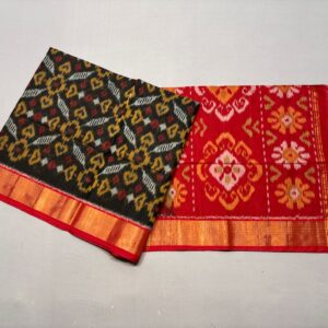 Pure Ikkat Sico Silk Cotton Sarees, 4 Inch Border Handloom Saree With Blouse - CK4SICO00076