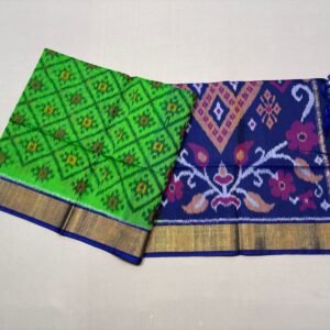 Pure Ikkat Sico Silk Cotton Sarees, 4 Inch Border Handloom Saree With Blouse - CK4SICO00077