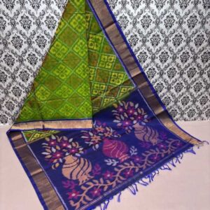 Pure Ikkat Sico Silk Cotton Sarees, 4 Inch Border Handloom Saree With Blouse - CK4SICO0008