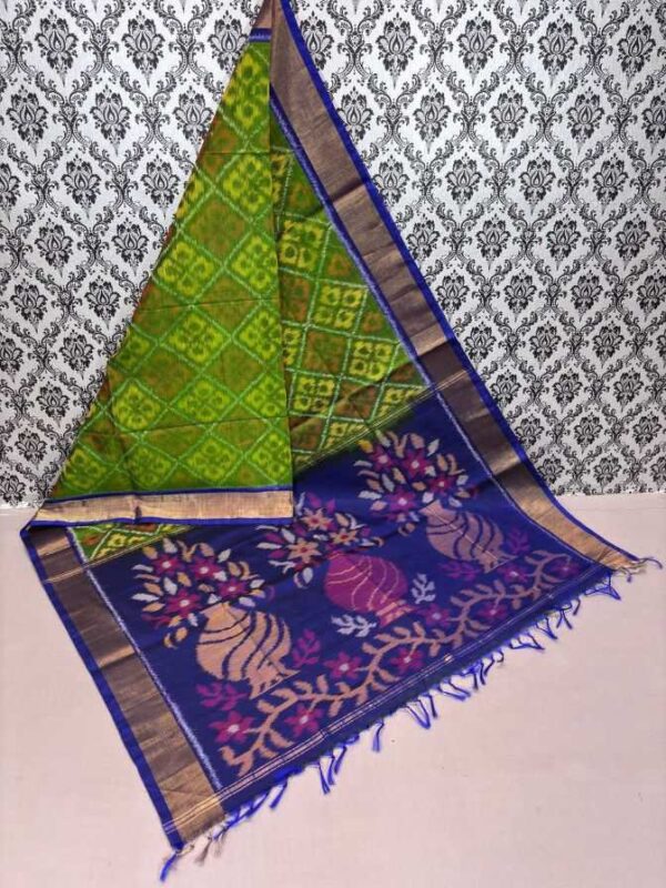 Pure Ikkat Sico Silk Cotton Sarees, 4 Inch Border Handloom Saree With Blouse - CK4SICO0008