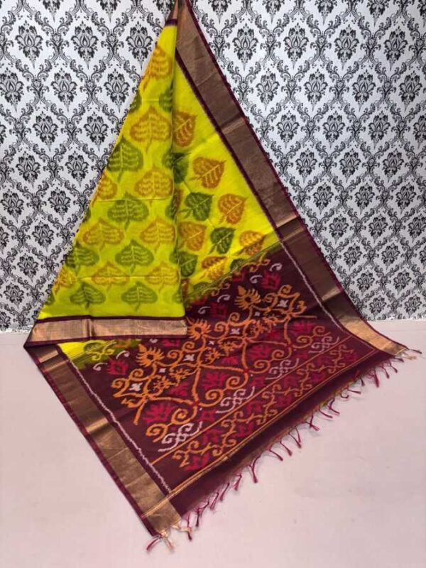 Pure Ikkat Sico Silk Cotton Sarees, 4 Inch Border Handloom Saree With Blouse - CK4SICO0009