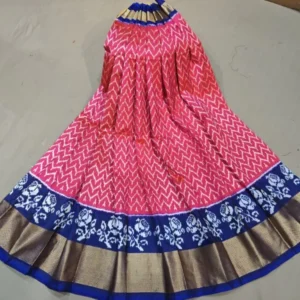 Pochampally Ikkat Silk Lehengas, Handloom Silk Lehengas, Ikkat Pavada, Silk Pavada free size, ikkat pattu lehengas