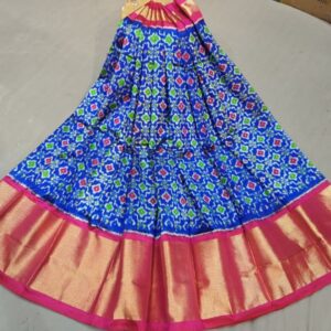 Pochampally Ikkat Silk Lehengas, Handloom Silk Lehengas, Ikkat Pavada, Silk Pavada free size, ikkat pattu lehengas