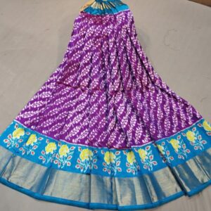 Pochampally Ikkat Silk Lehengas, Handloom Silk Lehengas, Ikkat Pavada, Silk Pavada free size, ikkat pattu lehengas