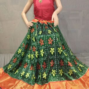 Pochampally Ikkat Silk Lehengas, Handloom Silk Lehengas, Ikkat Pavada, Silk Pavada free size, ikkat pattu lehengas