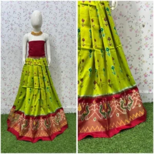 Pochampally Ikkat Silk pavada, Handloom Silk Lehengas, pochampally silk lehenga, Silk Pavada free size, ikkat pattu lehengas