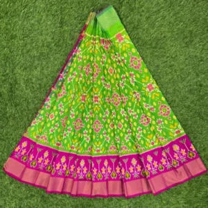 Pochampally Ikkat Silk pavada, Handloom Silk Lehengas, pochampally silk lehenga, Silk Pavada free size, ikkat pattu lehengas