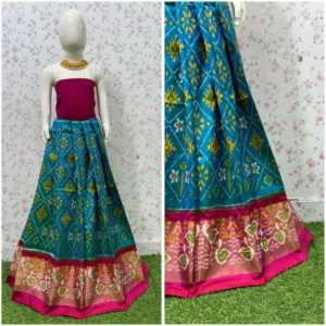 Pochampally Ikkat Silk pavada, Handloom Silk Lehengas, pochampally silk lehenga, Silk Pavada free size, ikkat pattu lehengas