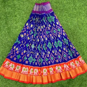 Pochampally Ikkat Silk pavada, Handloom Silk Lehengas, pochampally silk lehenga, Silk Pavada free size, ikkat pattu lehengas