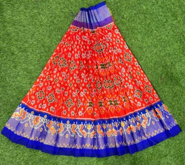 Pochampally Ikkat Silk pavada, Handloom Silk Lehengas, pochampally silk lehenga, Silk Pavada free size, ikkat pattu lehengas