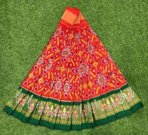 Pochampally Ikkat Silk pavada, Handloom Silk Lehengas, pochampally silk lehenga, Silk Pavada free size, ikkat pattu lehengas