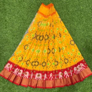 Pochampally Ikkat Silk pavada, Handloom Silk Lehengas, pochampally silk lehenga, Silk Pavada free size, ikkat pattu lehengas
