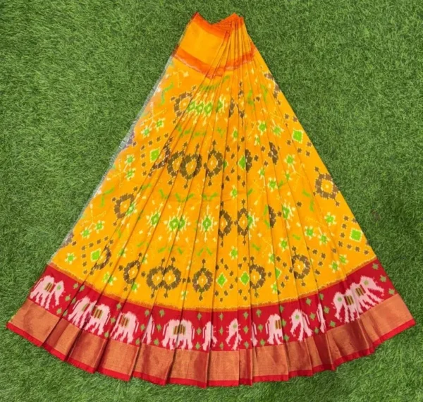 Pochampally Ikkat Silk pavada, Handloom Silk Lehengas, pochampally silk lehenga, Silk Pavada free size, ikkat pattu lehengas