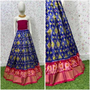 Pochampally Ikkat Silk pavada, Handloom Silk Lehengas, pochampally silk lehenga, Silk Pavada free size, ikkat pattu lehengas