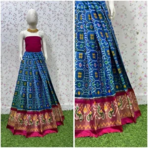 Pochampally Ikkat Silk pavada, Handloom Silk Lehengas, pochampally silk lehenga, Silk Pavada free size, ikkat pattu lehengas