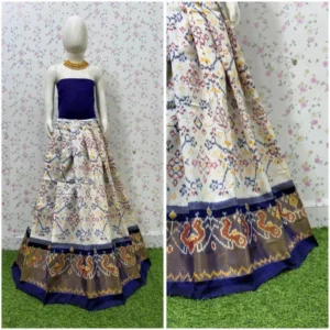 Pochampally Ikkat Silk pavada, Handloom Silk Lehengas, pochampally silk lehenga, Silk Pavada free size, ikkat pattu lehengas