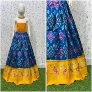 Pochampally Ikkat Silk pavada, Handloom Silk Lehengas, pochampally silk lehenga, Silk Pavada free size, ikkat pattu lehengas