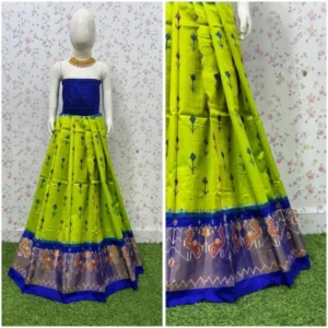 Pochampally Ikkat Silk pavada, Handloom Silk Lehengas, pochampally silk lehenga, Silk Pavada free size, ikkat pattu lehengas