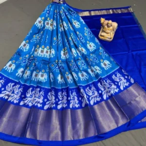 Pochampally Ikkat Silk Lehengas, Handloom Silk Lehengas, Ikkat Pavada, Silk Pavada free size, ikkat pattu lehengas
