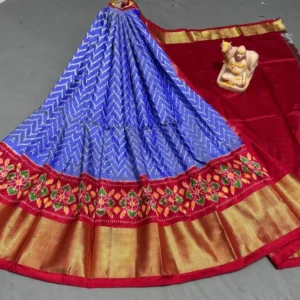 Pochampally Ikkat Silk Lehengas, Handloom Silk Lehengas, Ikkat Pavada, Silk Pavada free size, ikkat pattu lehengas