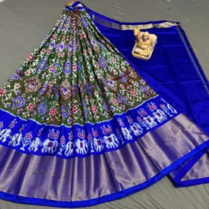 Pochampally Ikkat Silk Lehengas, Handloom Silk Lehengas, Ikkat Pavada, Silk Pavada free size, ikkat pattu lehengas