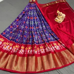 Pochampally Ikkat Silk Lehengas, Handloom Silk Lehengas, Ikkat Pavada, Silk Pavada free size, ikkat pattu lehengas