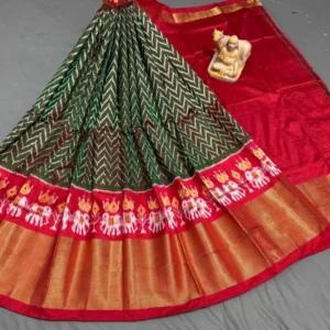 Pochampally Ikkat Silk Lehengas, Handloom Silk Lehengas, Ikkat Pavada, Silk Pavada free size, ikkat pattu lehengas