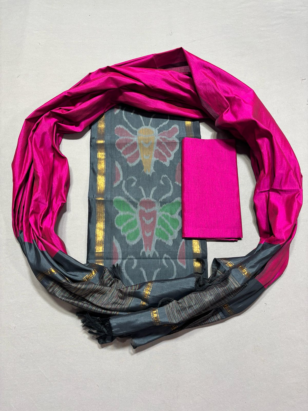 Ikkat Pochampally Handloom Silk Mix Ethnic Dress Material -SSMD0013