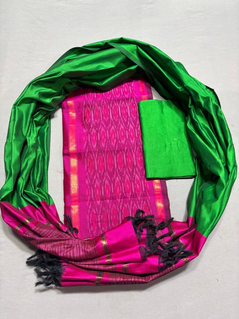 Ikkat Pochampally Handloom Silk Mix Ethnic Dress Material -SSMD0017
