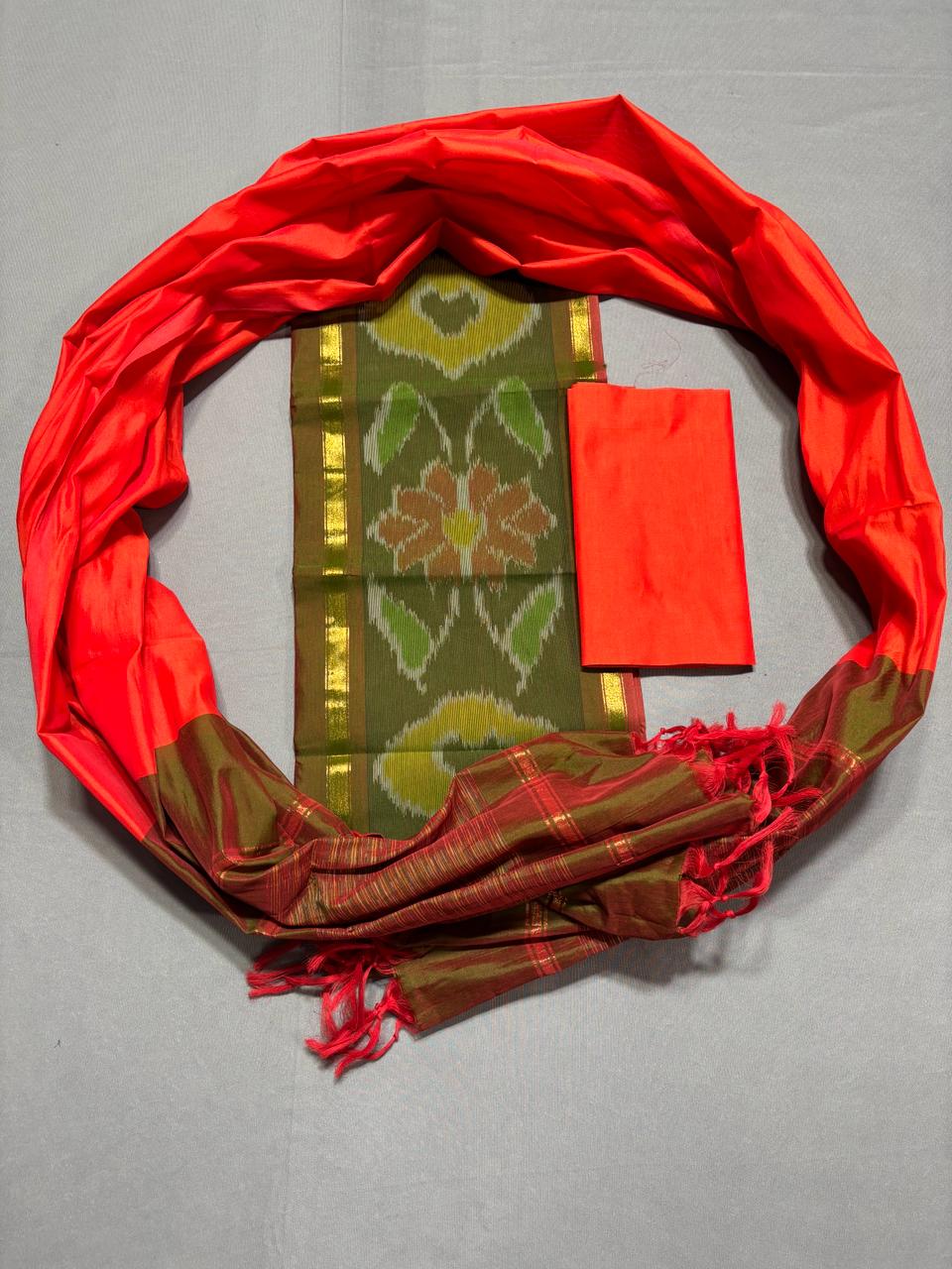 Ikkat Pochampally Handloom Silk Mix Ethnic Dress Material -SSMD0024