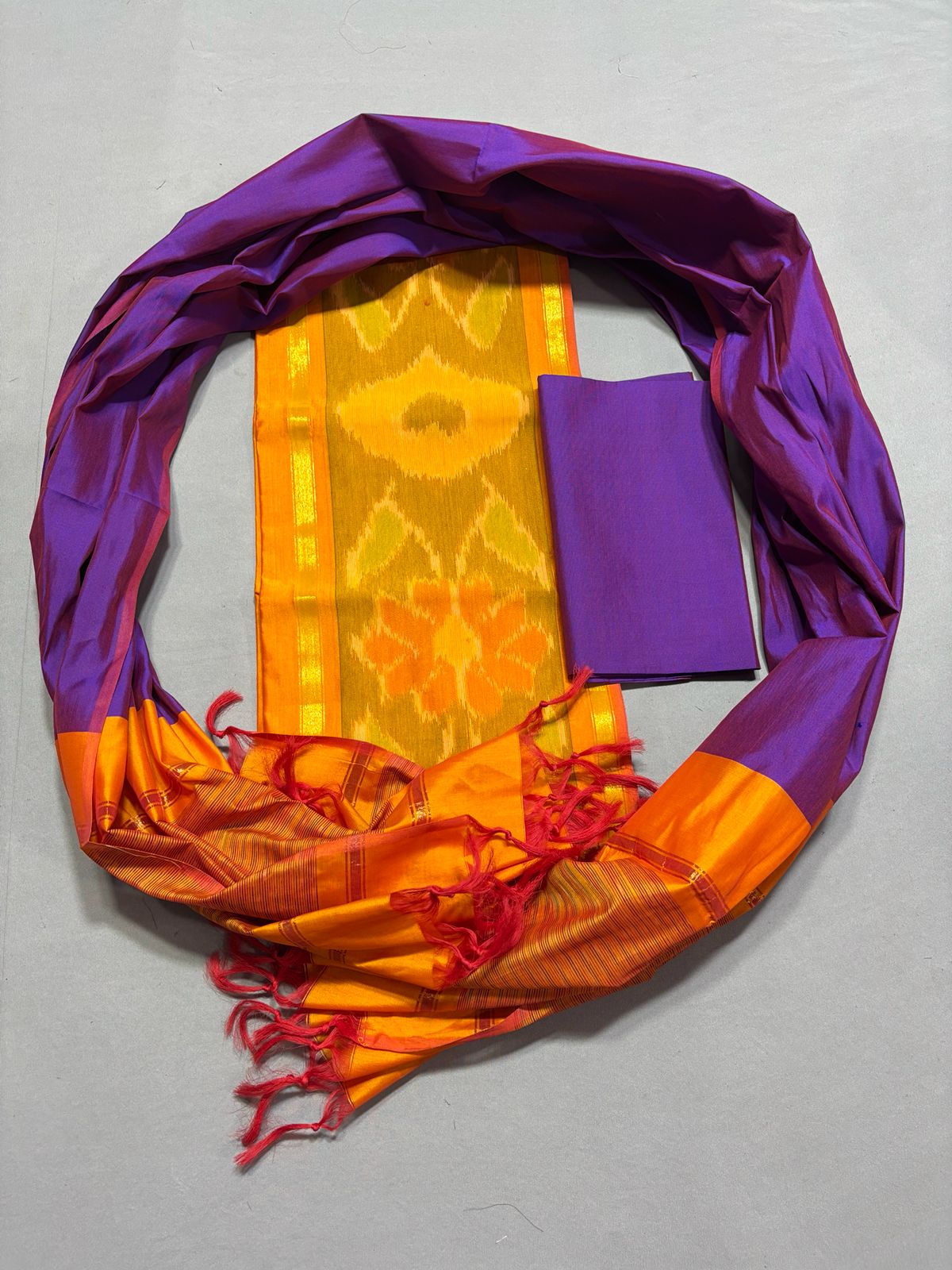 Ikkat Pochampally Handloom Silk Mix Ethnic Dress Material -SSMD0030