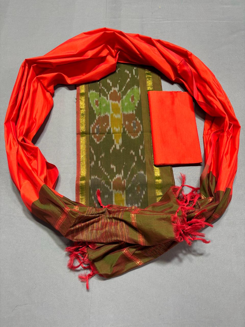Ikkat Pochampally Handloom Silk Mix Ethnic Dress Material -SSMD0033