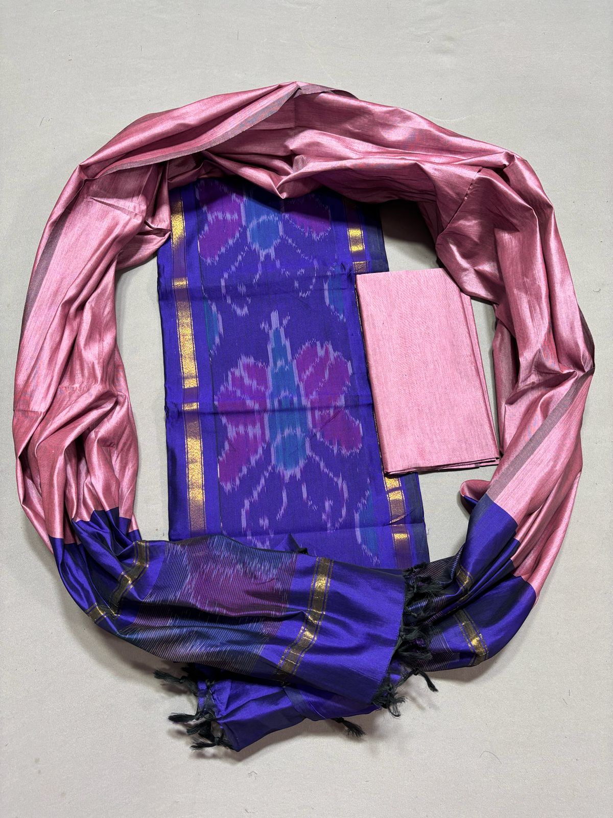 Ikkat Pochampally Handloom Silk Mix Ethnic Dress Material -SSMD0034