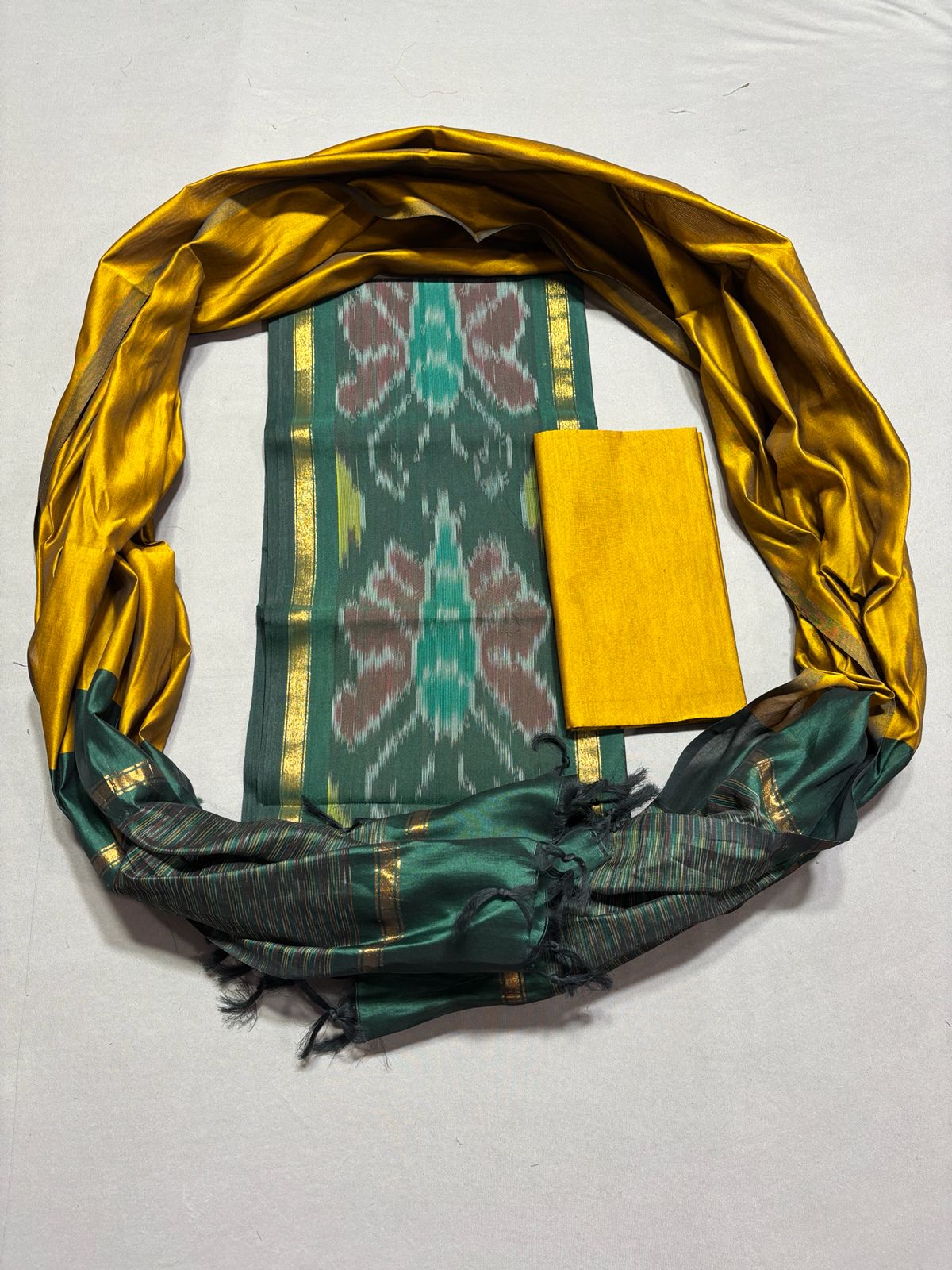 Ikkat Pochampally Handloom Silk Mix Ethnic Dress Material -SSMD004
