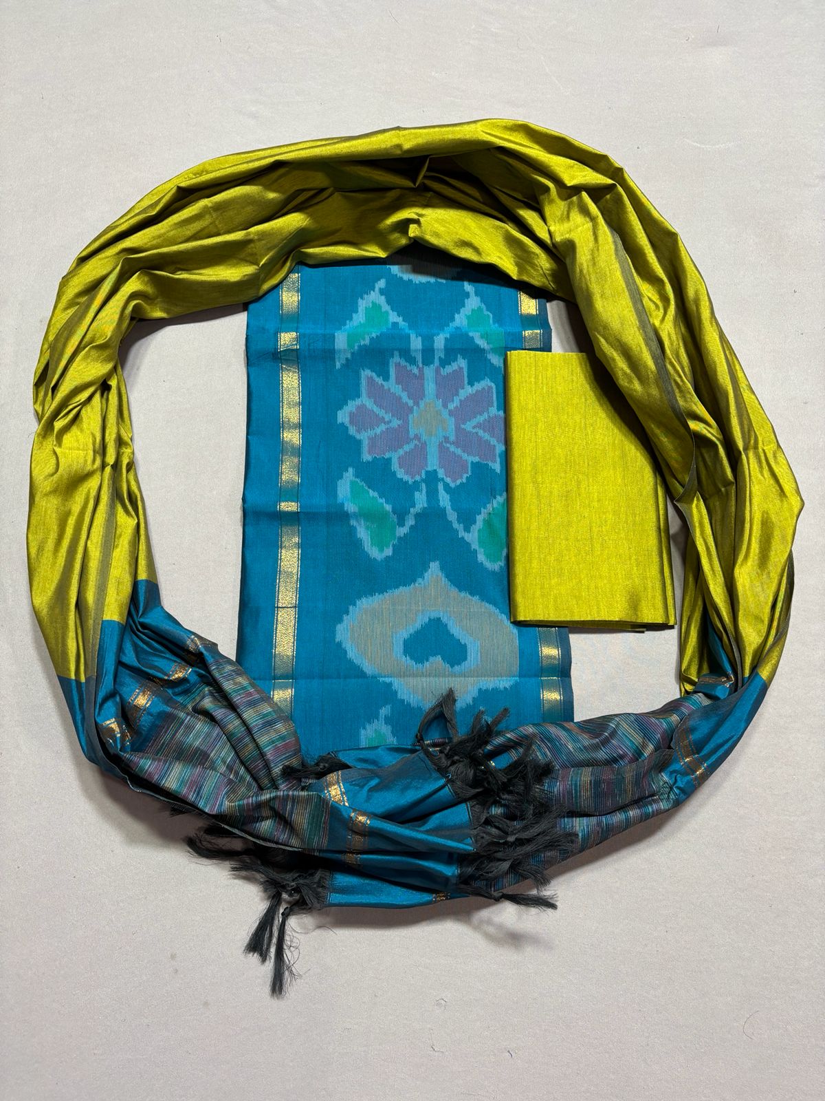 Ikkat Pochampally Handloom Silk Mix Ethnic Dress Material -SSMD0044