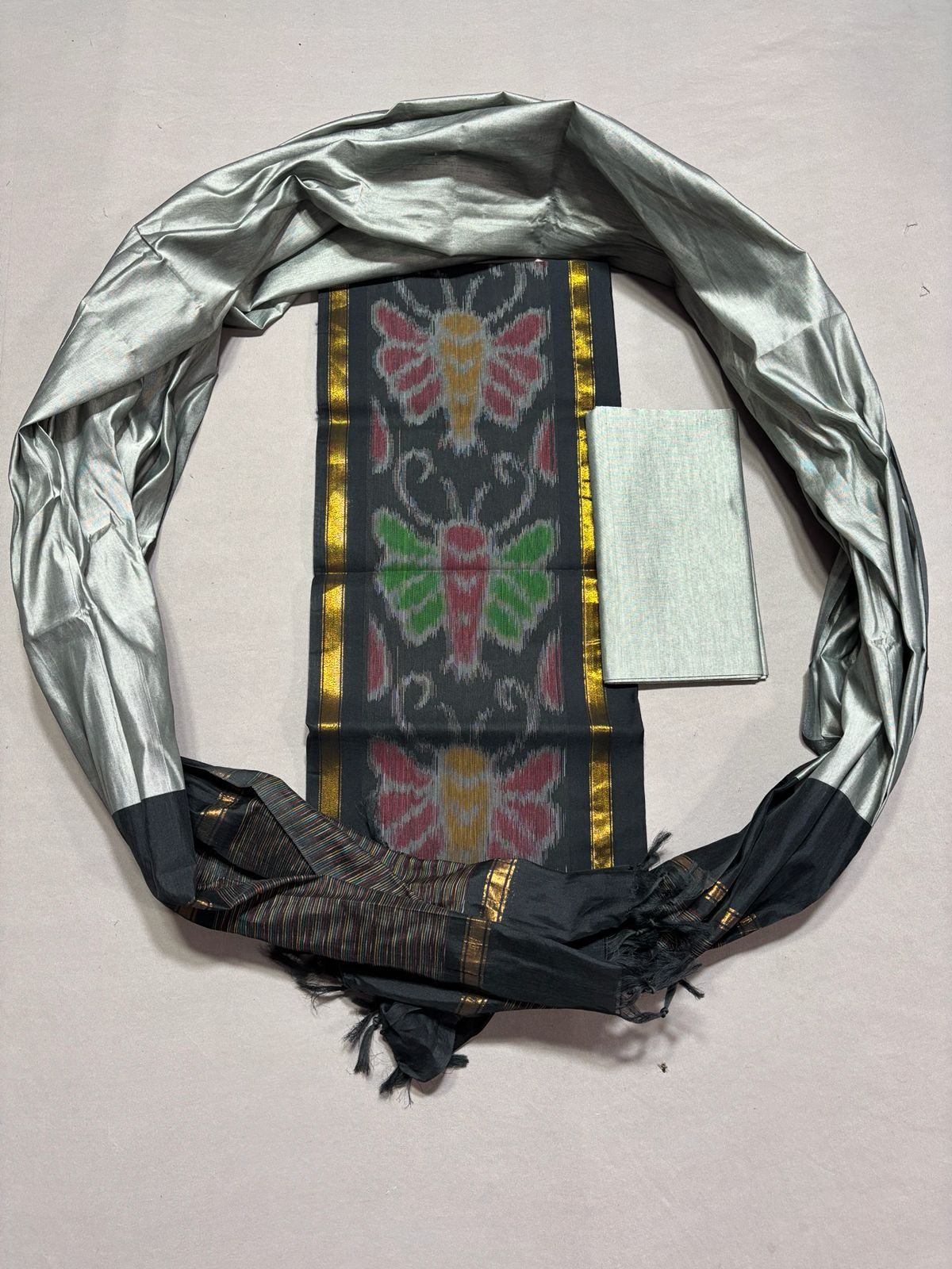 Ikkat Pochampally Handloom Silk Mix Ethnic Dress Material -SSMD007