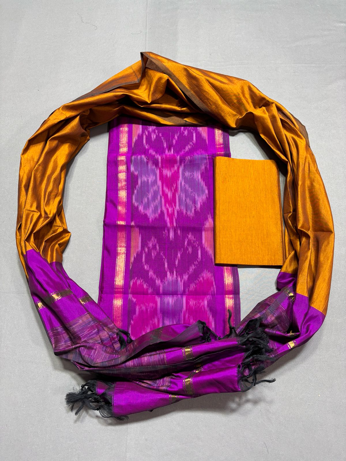Ikkat Pochampally Handloom Silk Mix Ethnic Dress Material -SSMD008