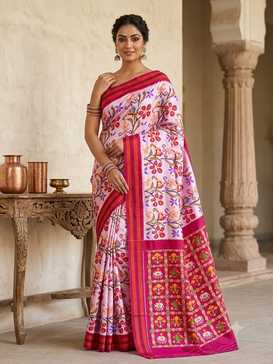 Pochampally Ikkat Silk Saree With Blouse -DLS130012