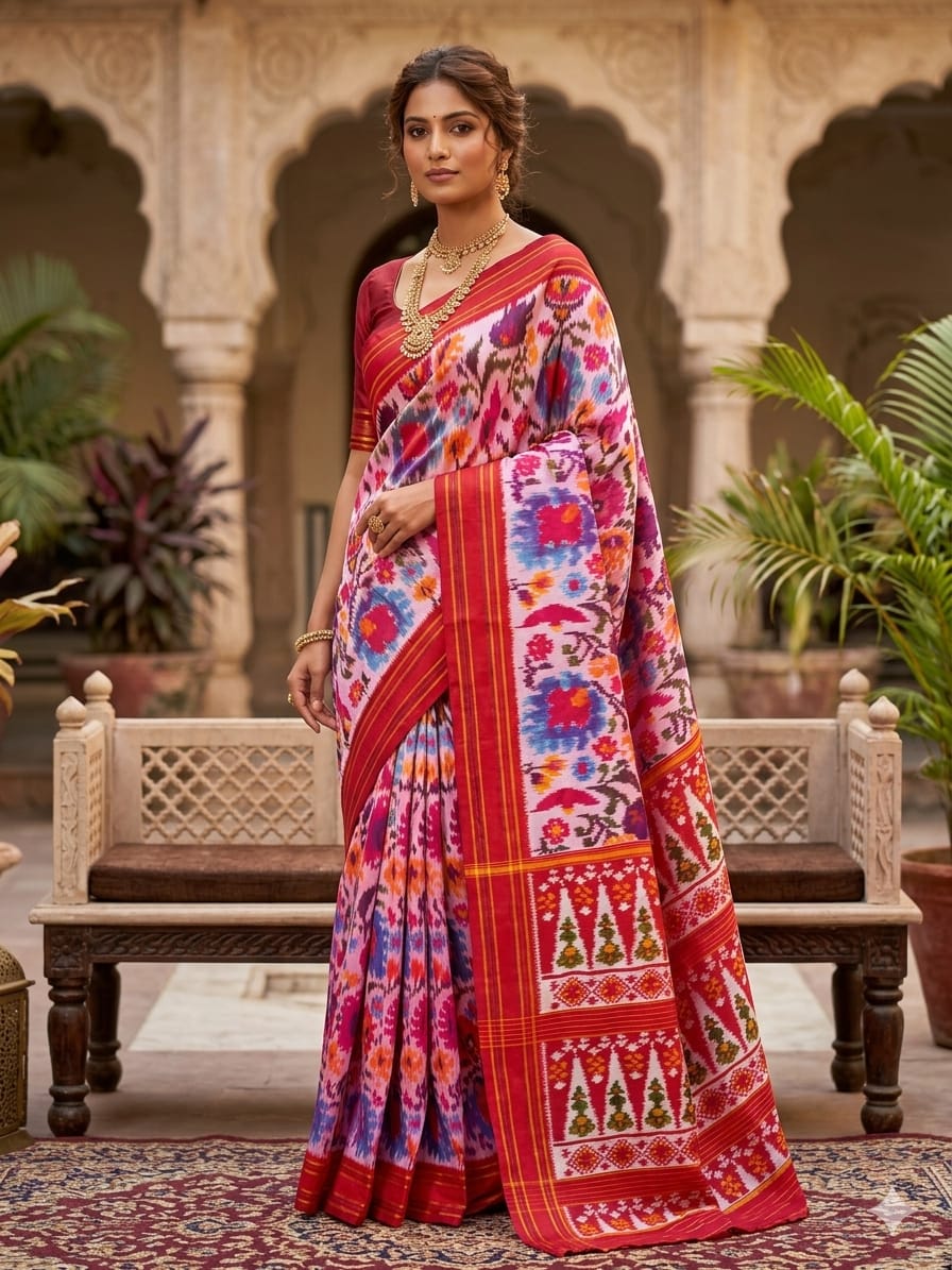 Pochampally Ikkat Silk Saree With Blouse -DLS130019