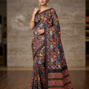 Pochampally Ikkat Silk  Saree   With Blouse  -DLS130021