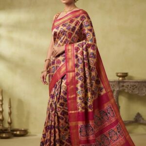 Pochampally Ikkat Silk  Saree   With Blouse  -DLS130022